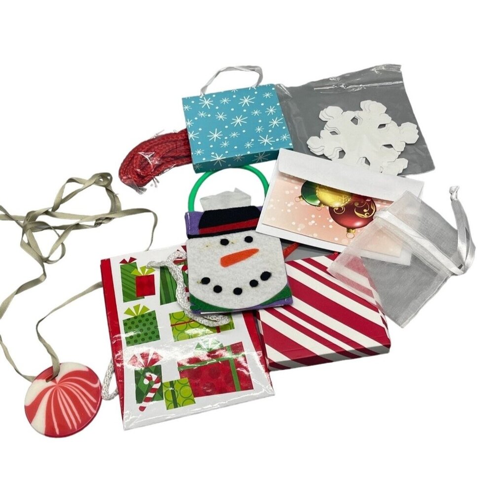 bag of Christmas items Christmas card with envelope sheer tie bag gift READ